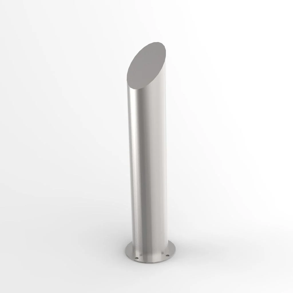Bolard din inox cap tesit cu flansa, Ø  101 mm