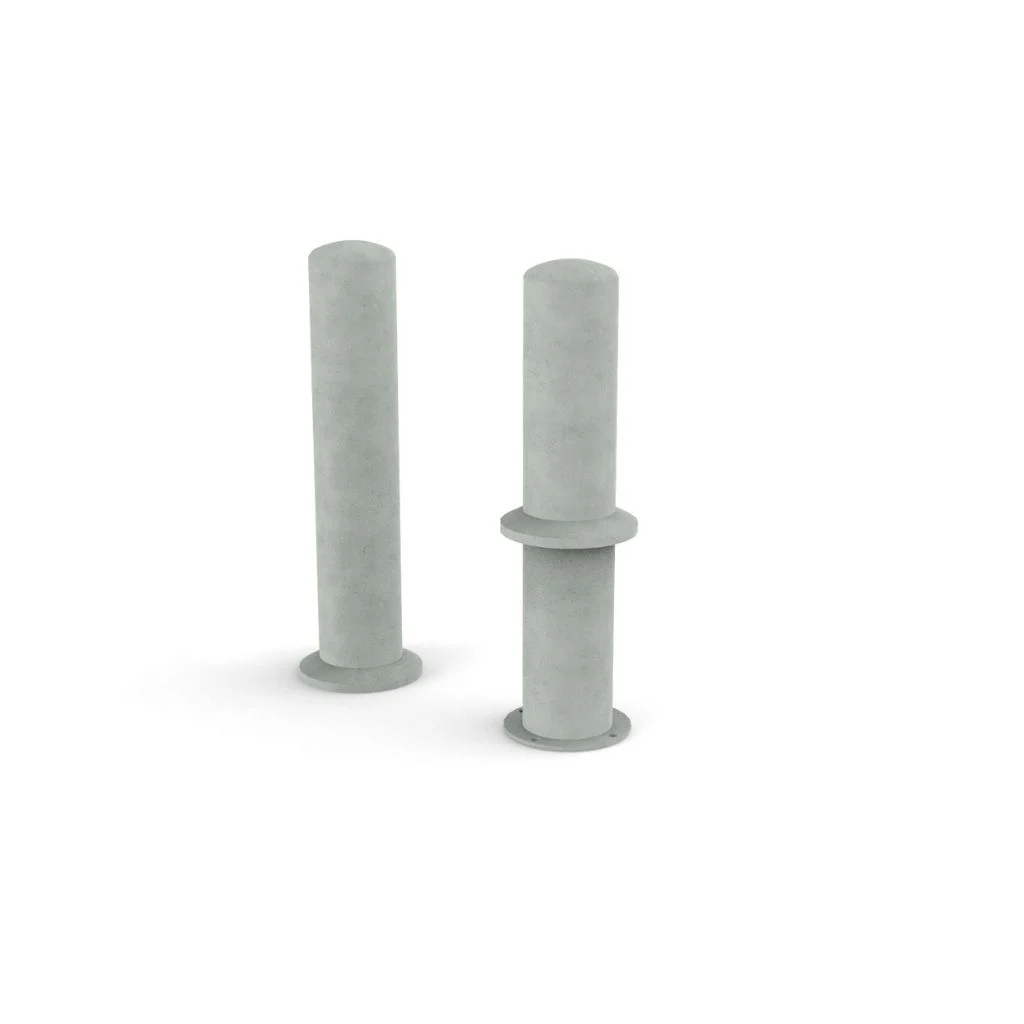 Bolard din otel cap semibombat cu flansa, Ø 90 mm