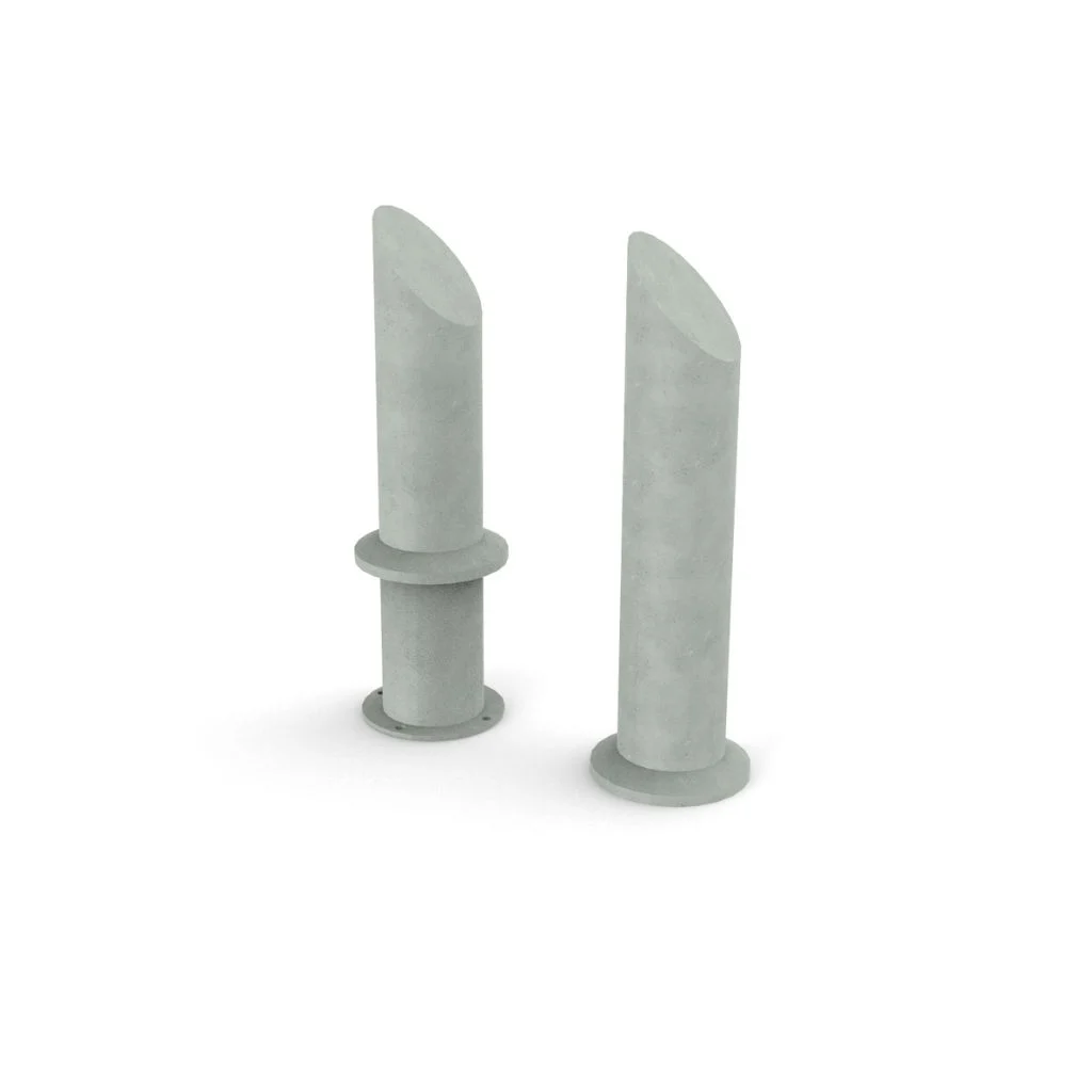 Bolard din otel cap tesit cu flansa, Ø 76 mm