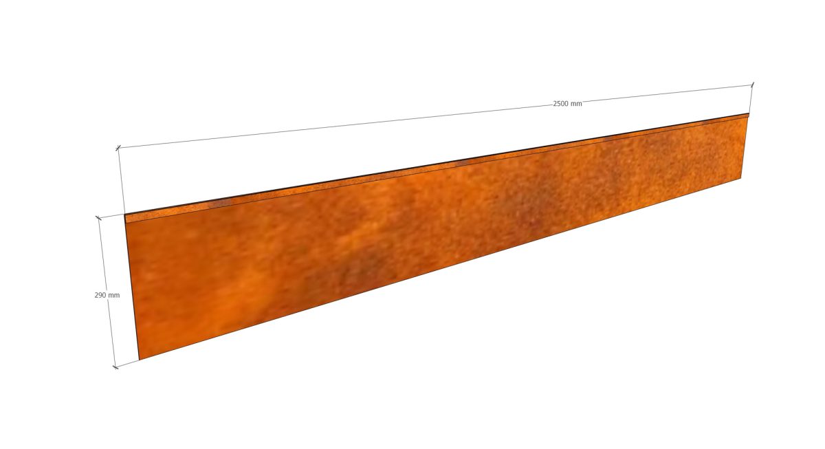 Delimitator gazon din otel corten 2500x290hx15x2mm - imagine 3