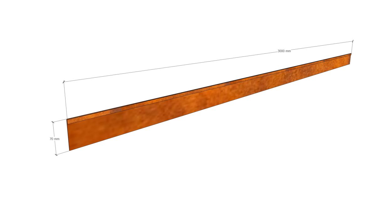 Delimitator gazon din otel corten 3000x70hx15x3mm - imagine 3