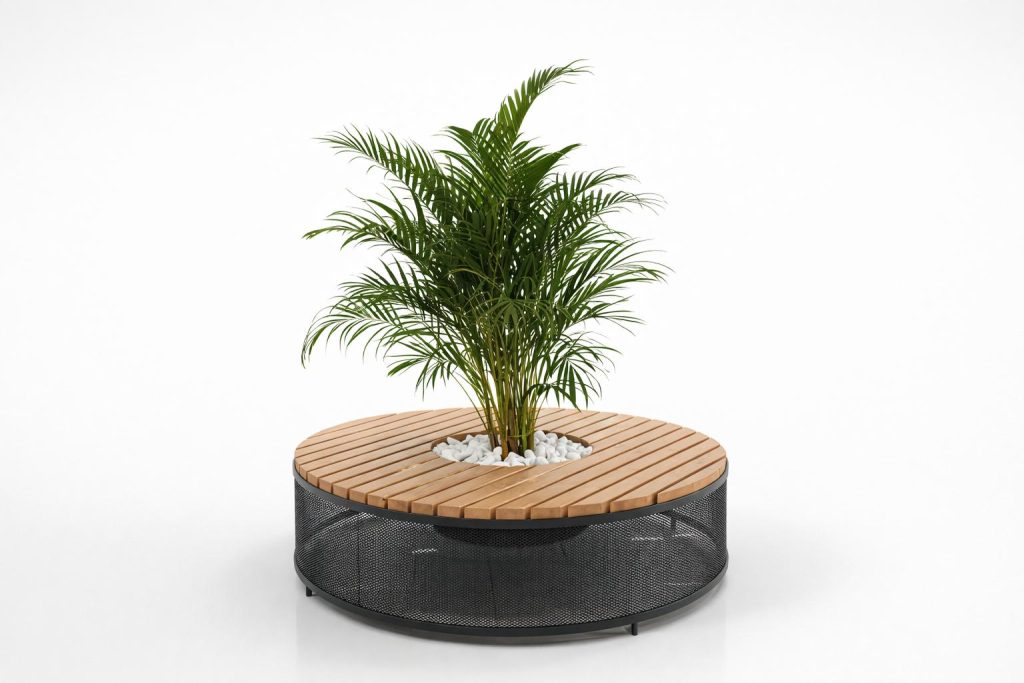 Banca metalica integrata cu jardiniere