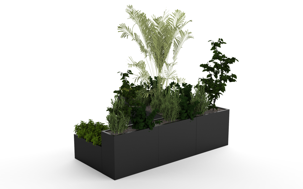 strat de grădină metalic dreptunghiular oțel vopsit negru