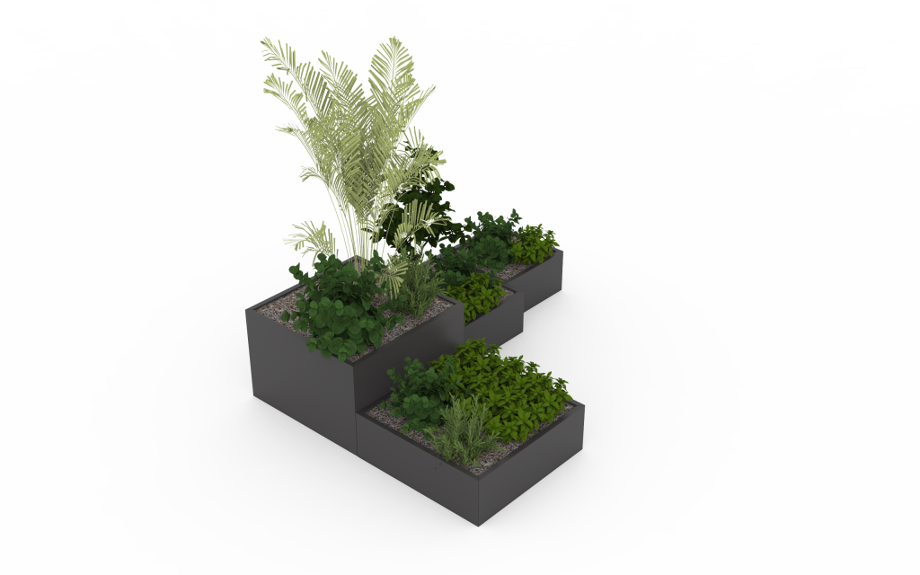 straturi de grădină metalice pătrate oțel vopsit gri