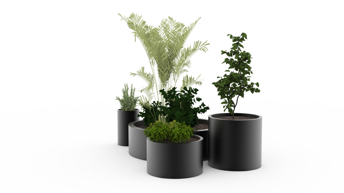 grup straturi de grădină metalice rotunde negru mat