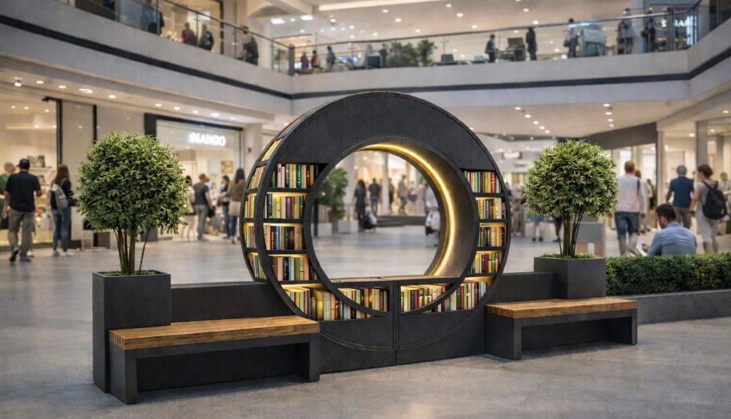 Banca urbana cu biblioteca indio