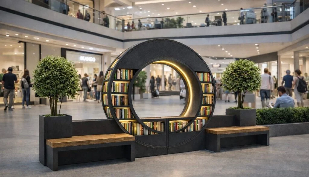 Banca urbana cu biblioteca indio