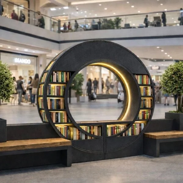 Banca urbana cu biblioteca indio