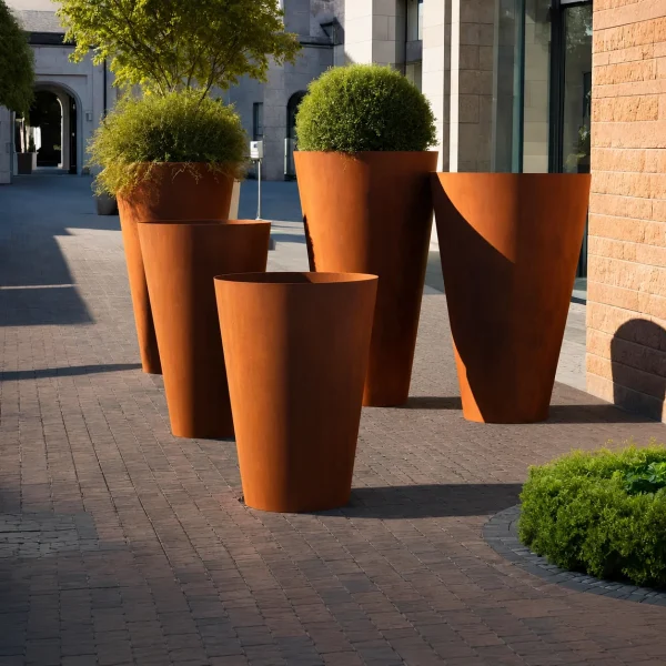 Jardiniere conice Corten