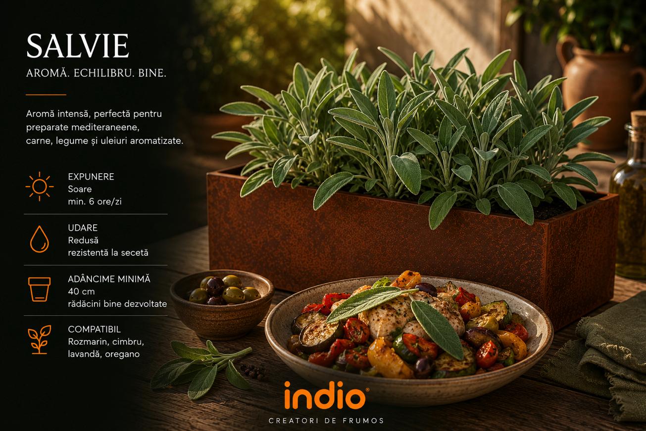 Salvie într-o jardinieră metalică Indio