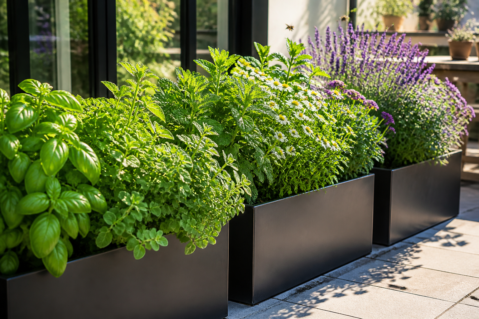 Rețete de plantare în jardiniere metalice Indio pe terasă