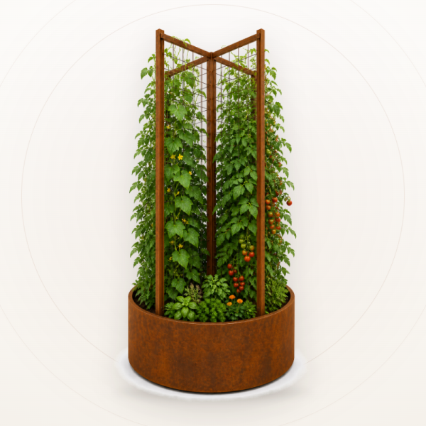 Jardinieră Indio Climbing Garden cu spalier, oțel Corten, plante cățărătoare