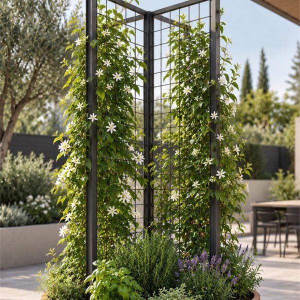 Jardinieră metalică Corten cu spalier metalic — Indio Climbing Garden Timișoara